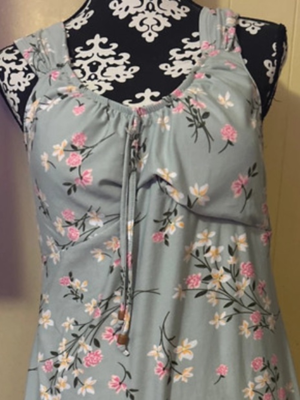 No Boundaries Sage Floral Midi Dress with Pink & Cream Blooms